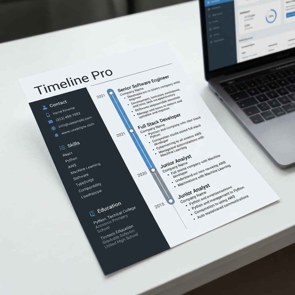 Plantilla de Currículum Timeline Pro - CV Nexo Digital